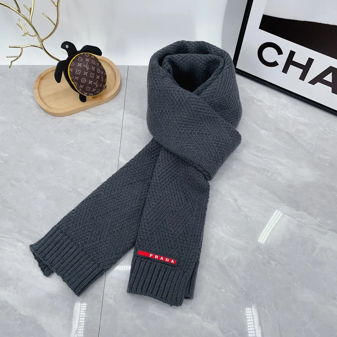 Prada Ribbed Beanie and Scarf Set in Grey · view 2