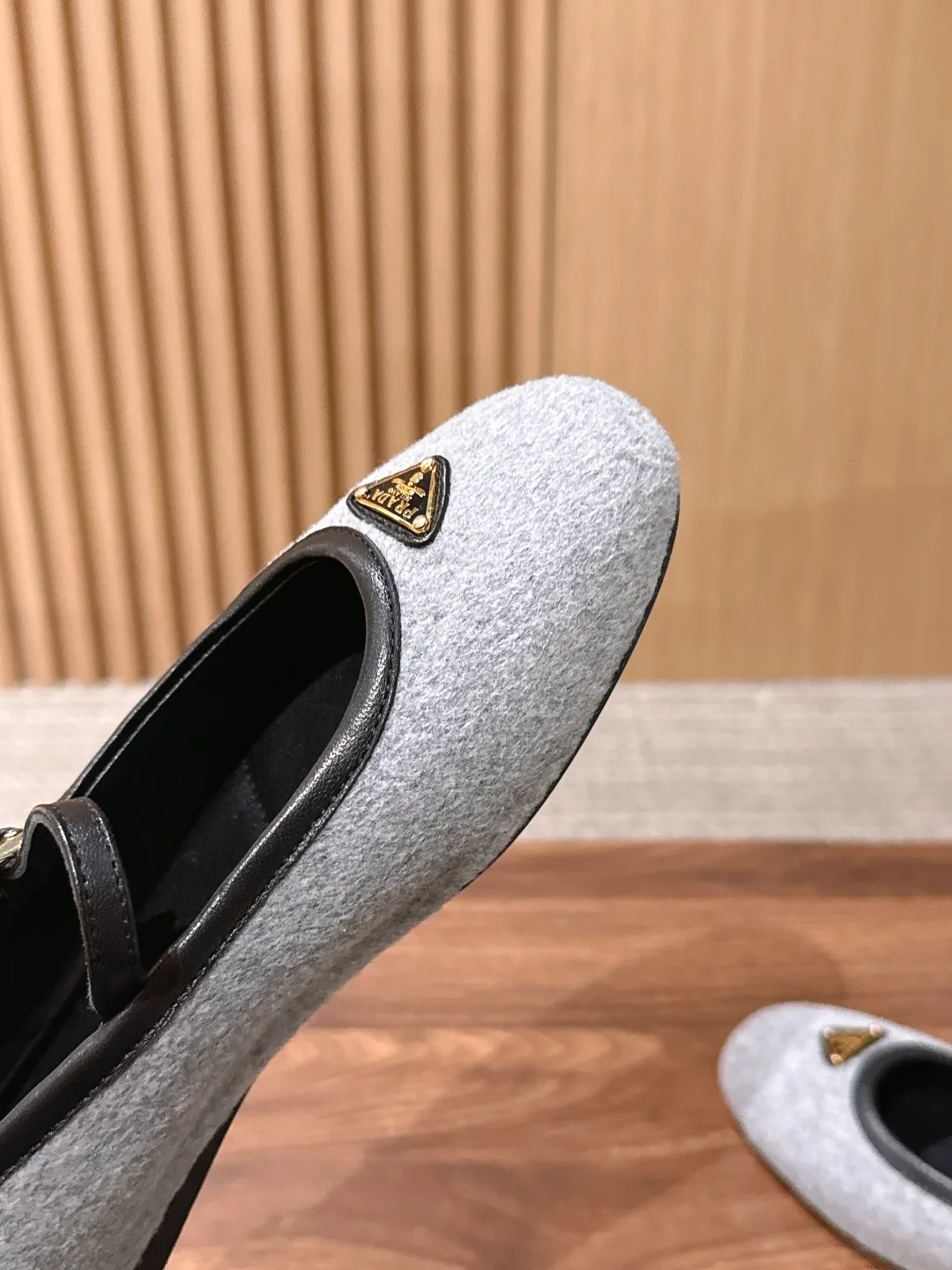 Prada Mary Jane Flats in Grey · view 6