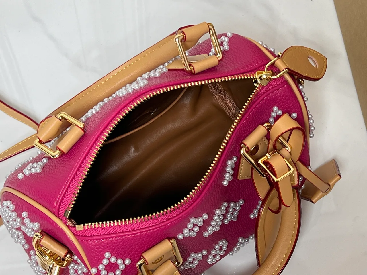 Louis Vuitton Calfskin Speedy Handbag in Pink · view 8