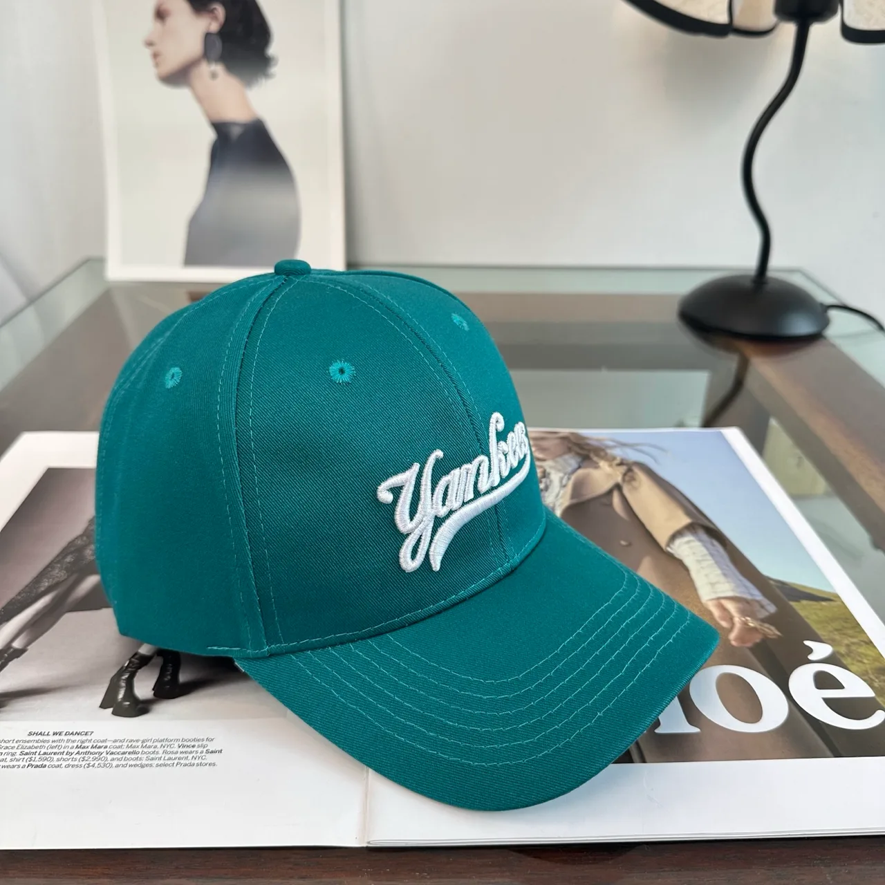 Yankees-Script Colorblock Baseball Cap in Grey & Blue & Brown & White · view 3