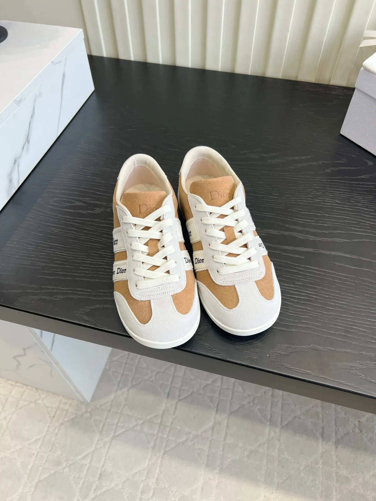 Dior Cowhide Wool Sneakers in White · view 1