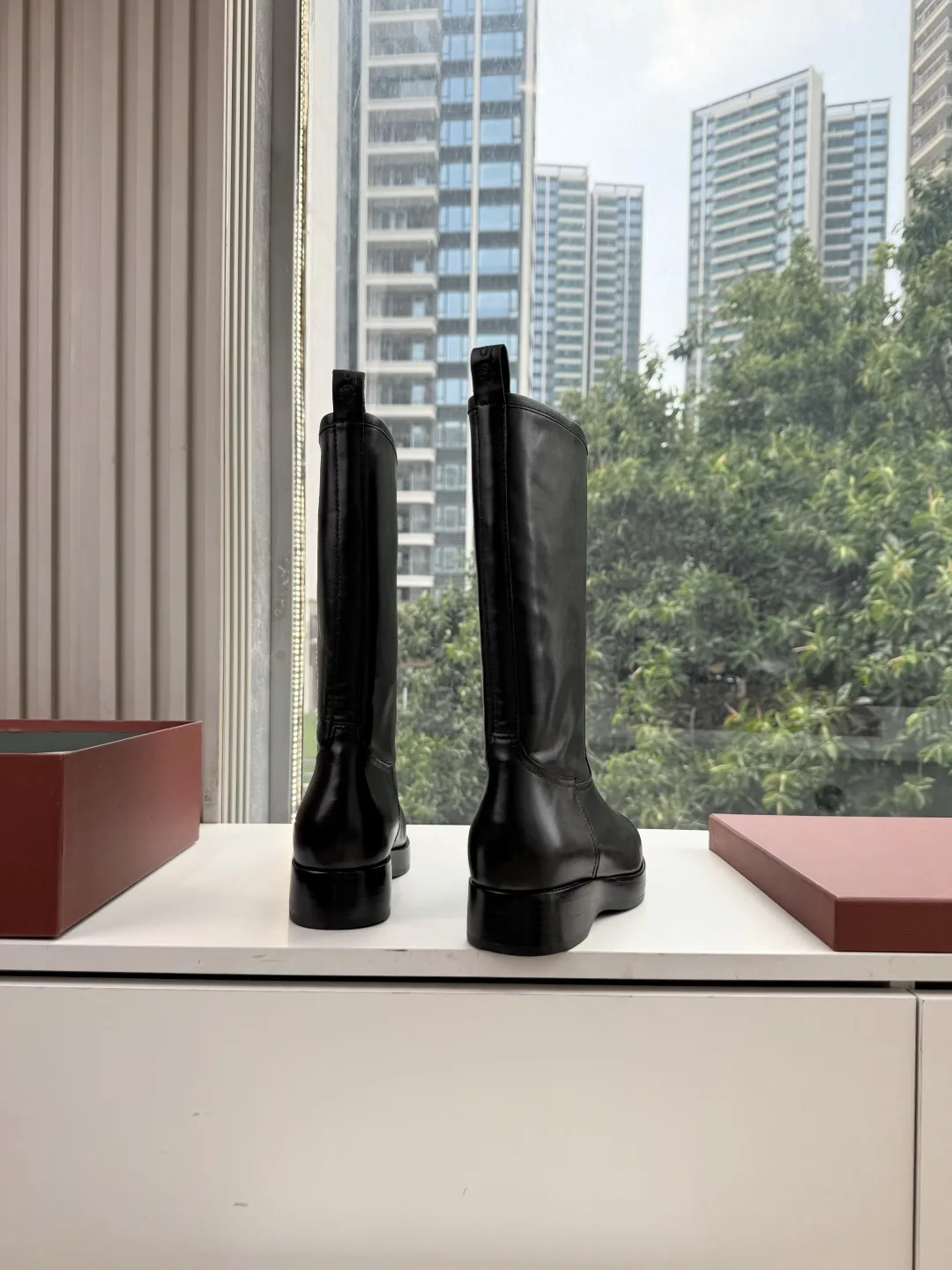 Loro Piana Cowhide Glossy Round-Toe Ankle Boots in Black · view 3