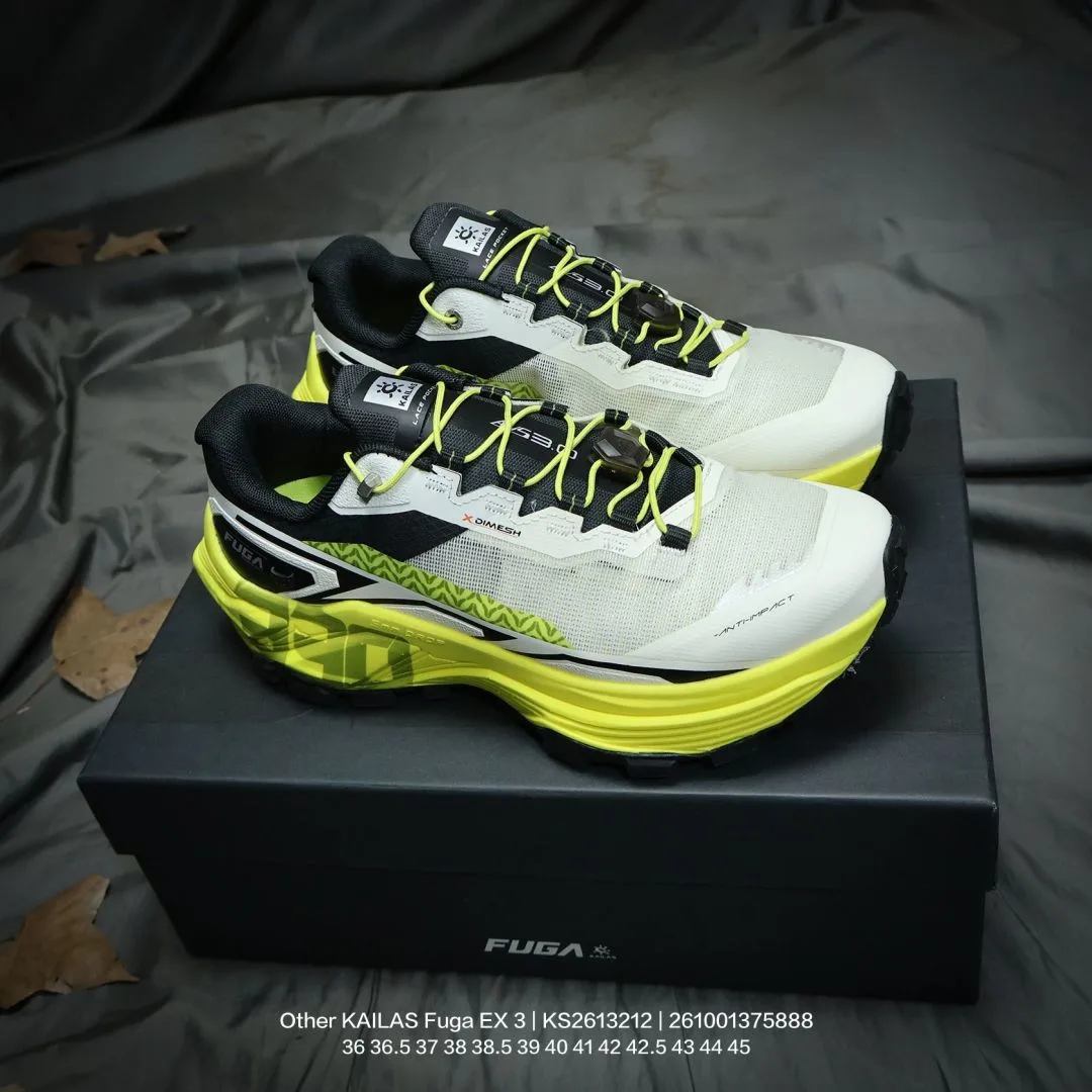 Kailas Fuga EX 3 trail sneakers in White & Orange & Black · view 3