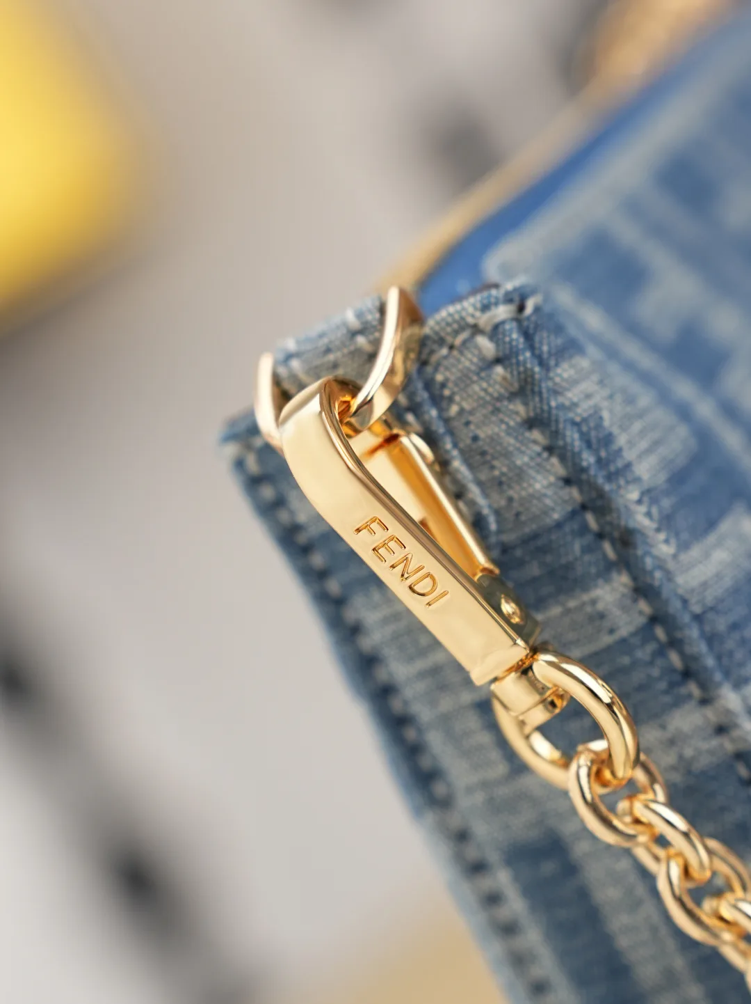 Fendi Baguette Denim Clutch in Blue · view 7