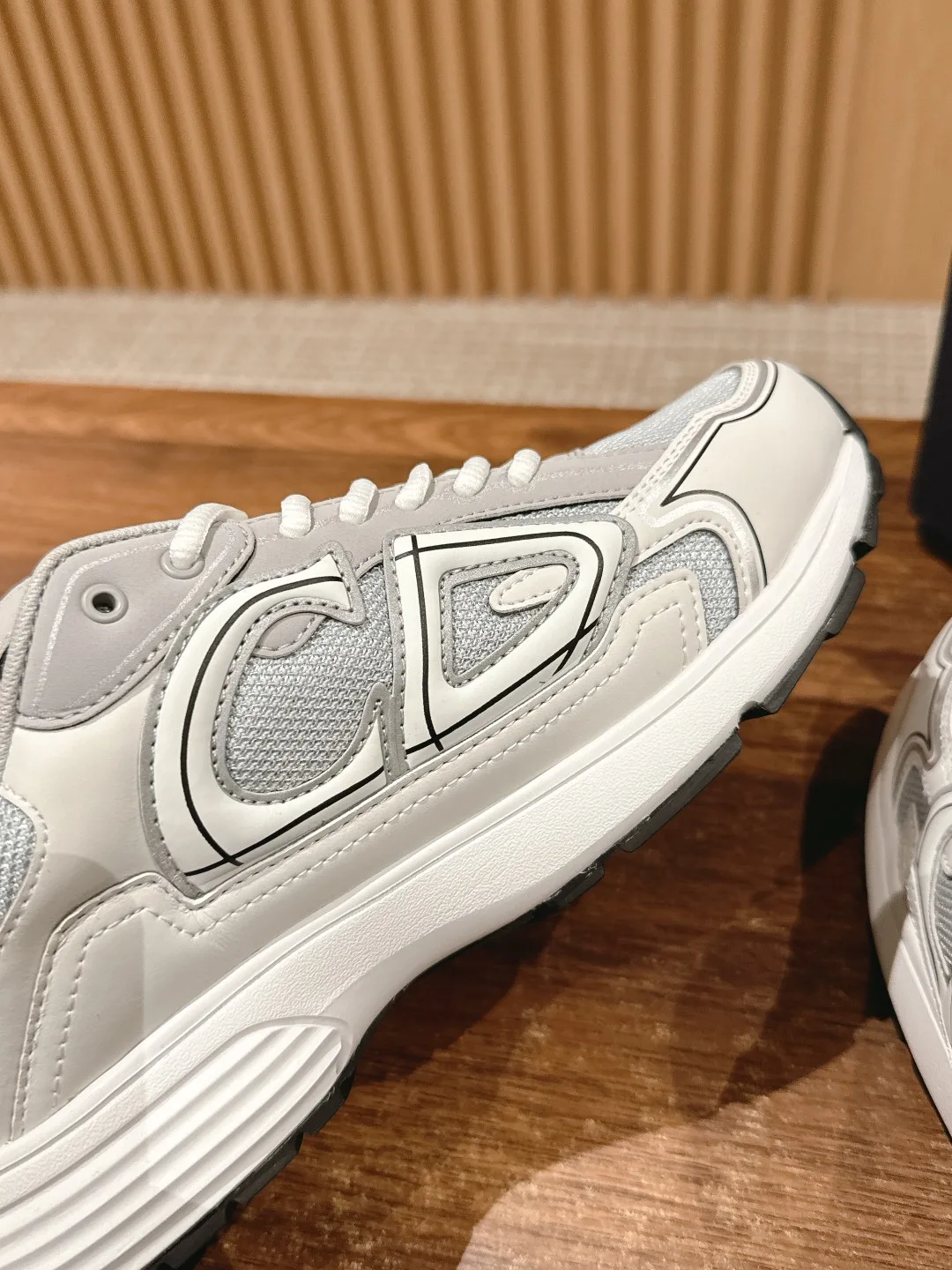 Dior Smooth Round-Toe Sneakers in Grey · view 6