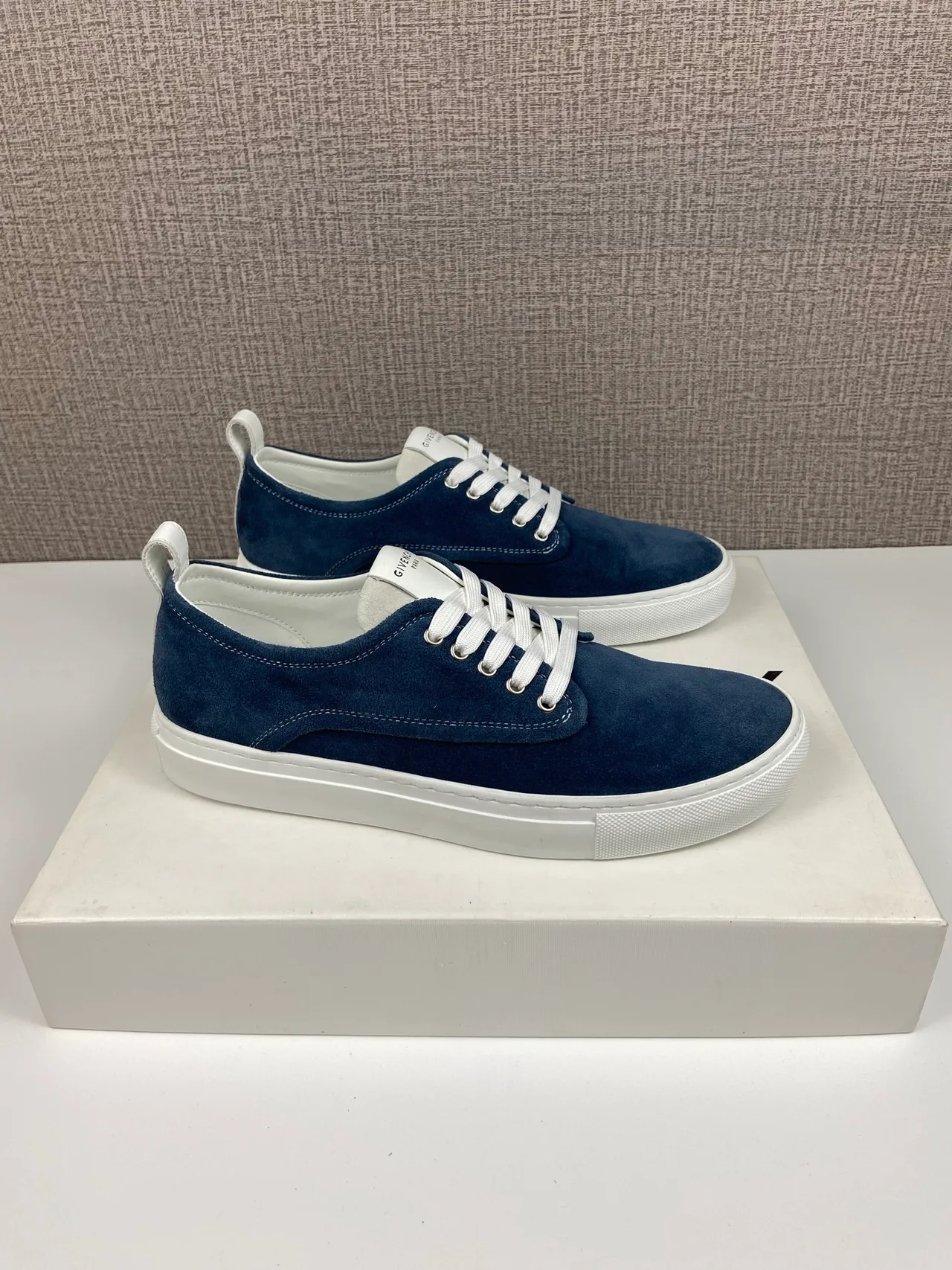 Givenchy Cowhide Suede-Look New City Sneakers in Blue · view 4