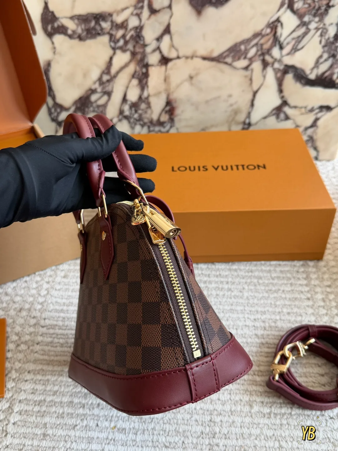 Louis Vuitton Cowhide Check Handbag in Brown · view 6
