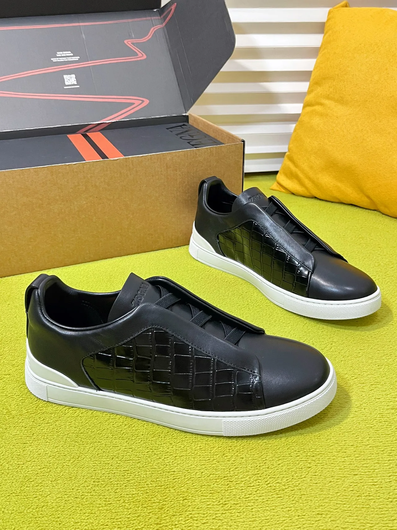 Zegna Slip-On Sneakers in Black · view 1