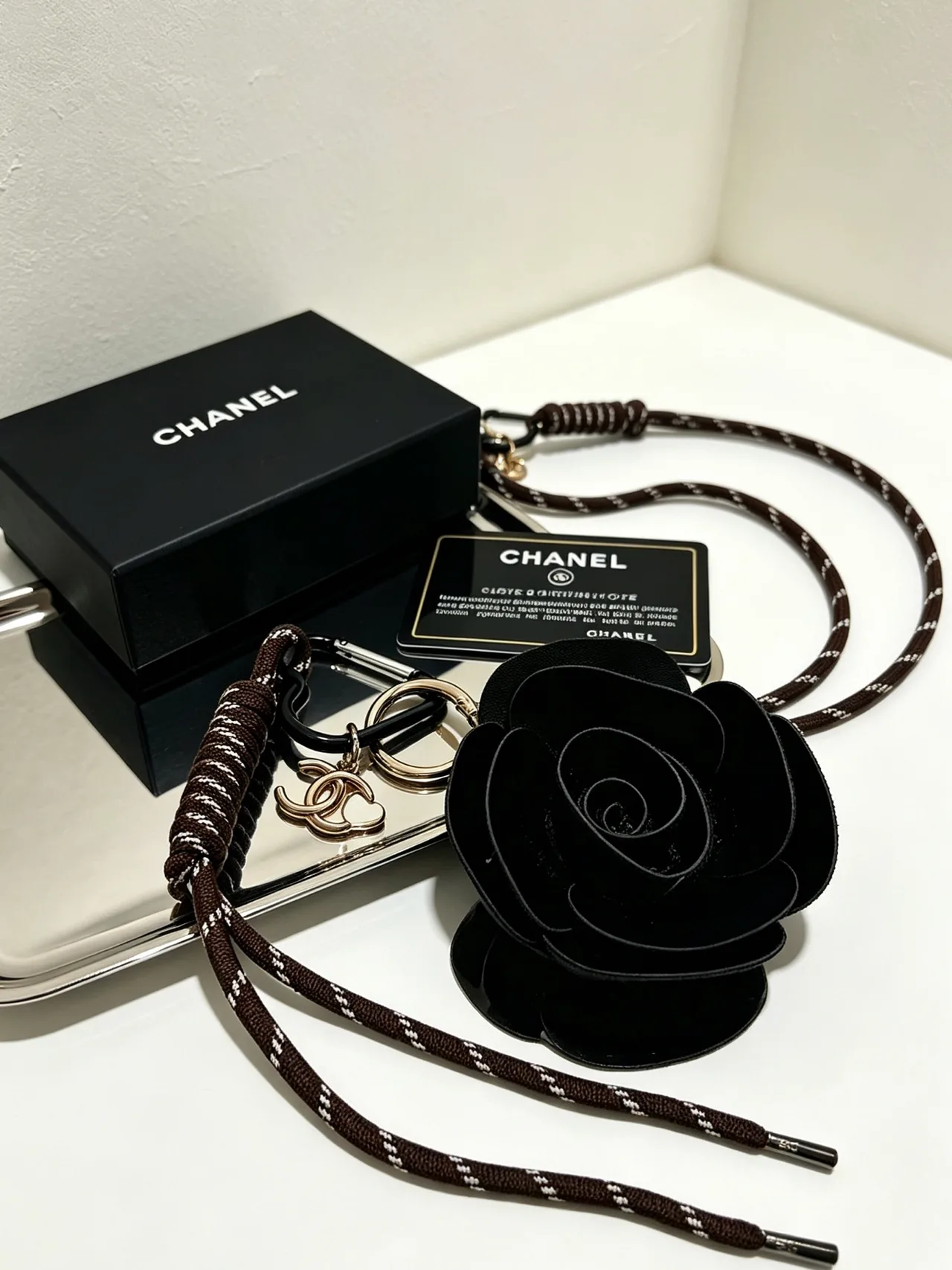Chanel Rose Bag Charm in Black · view 2