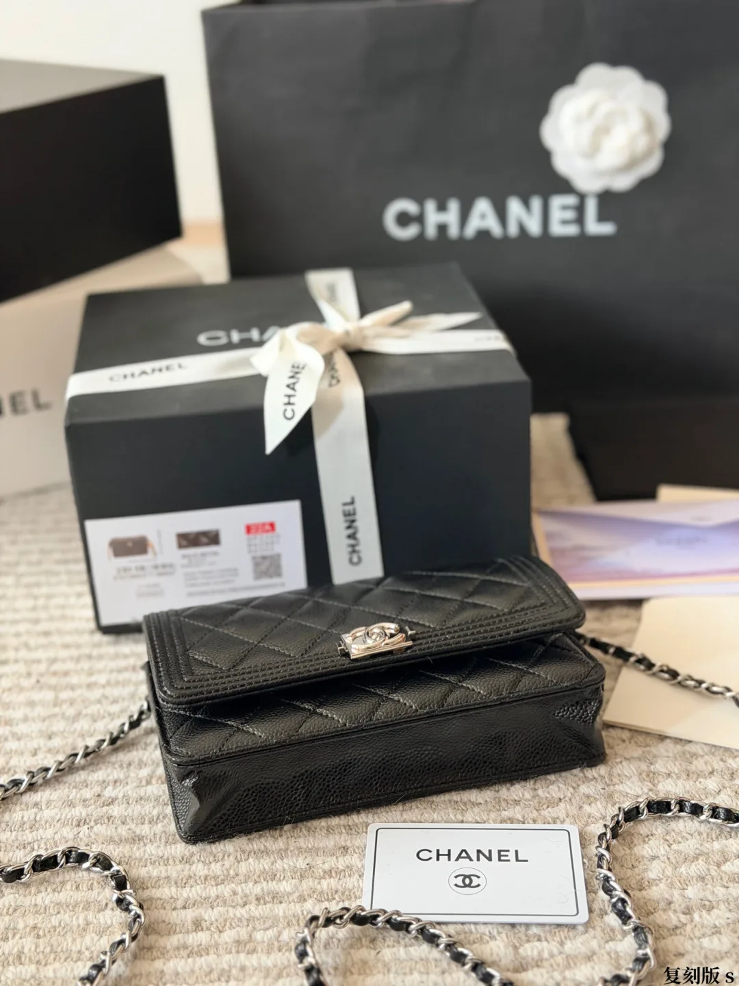 Chanel Boy Chain Wallet in Black · view 6