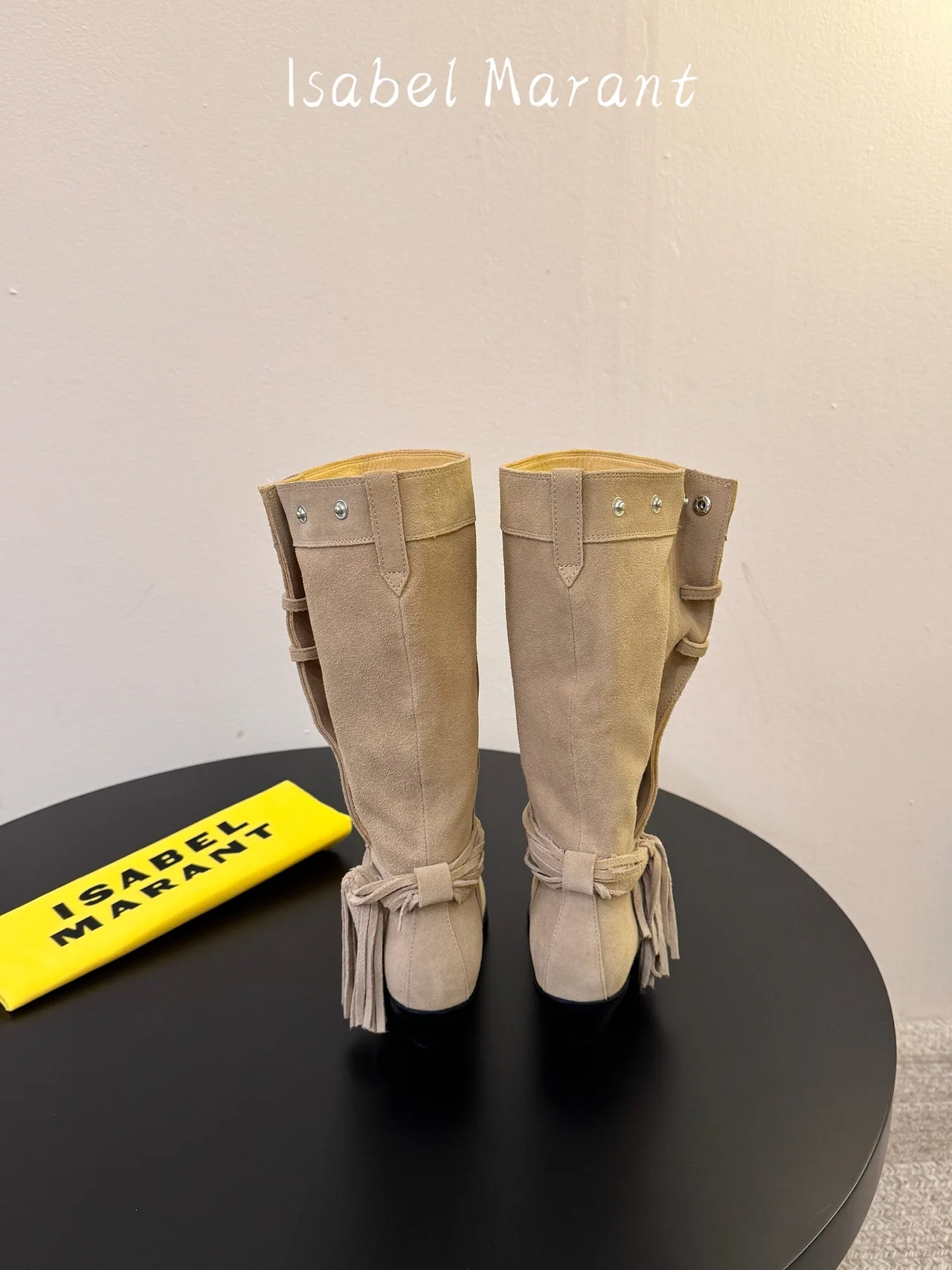 Isabel Marant Suede Pointed-Toe Knee-High Boots in Beige · view 6
