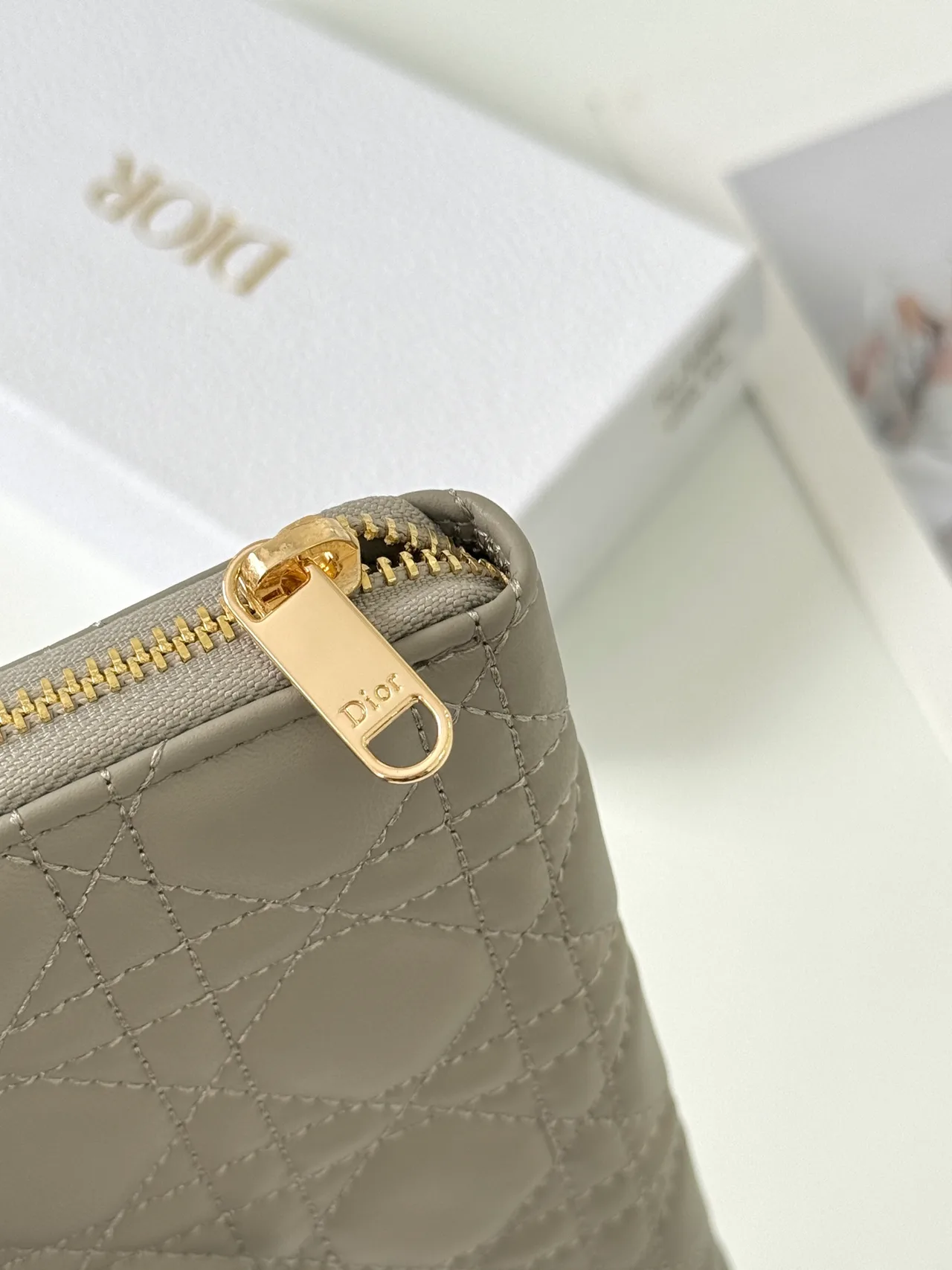 Dior Lambskin Quilted Wallet in Grey · view 4