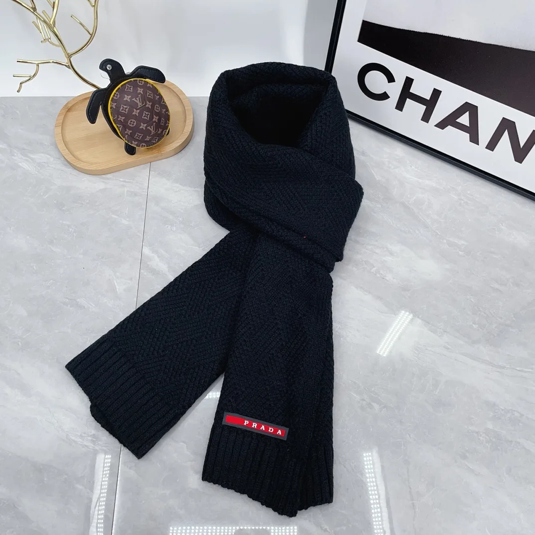 Prada Ribbed Beanie and Scarf Set in Black · view 5