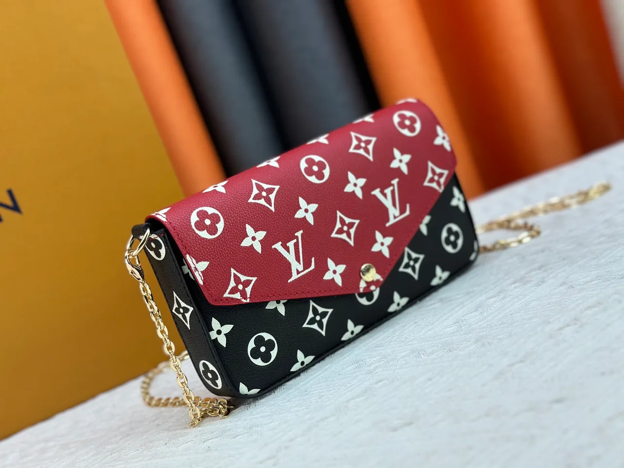 Louis Vuitton Pochette Felicie Monogram Bag in Red & Black · view 3