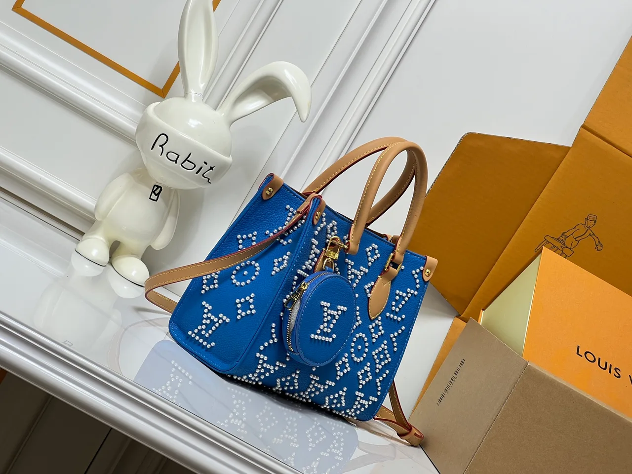 Louis Vuitton Cowhide OnTheGo Tote in Blue · view 2