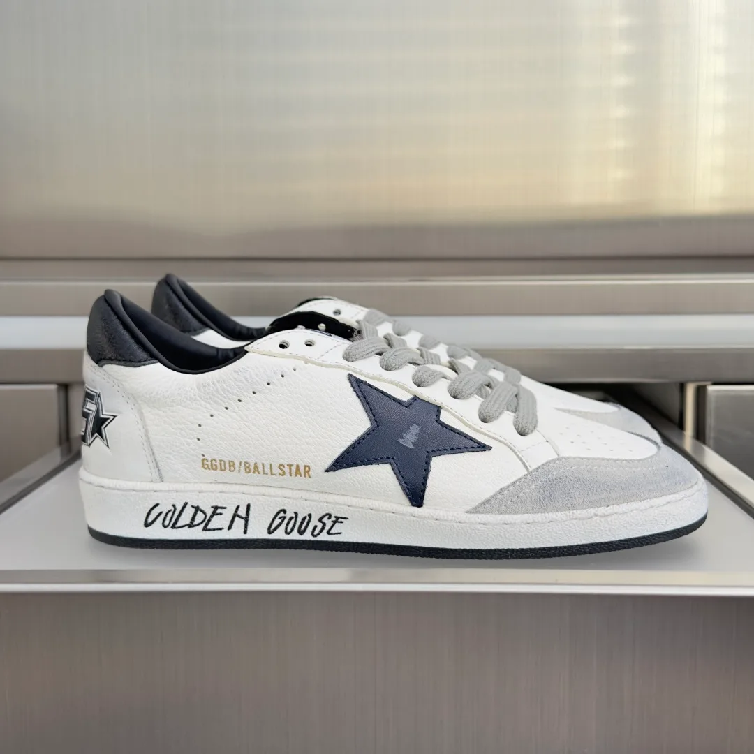 Golden Goose Cowhide Ball Star Sneakers in White · view 1