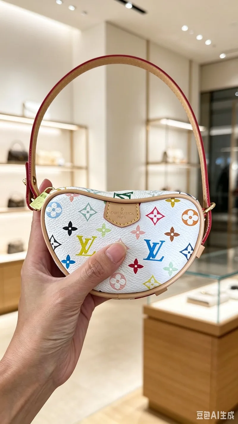 Louis Vuitton Monogram Crescent Bag in Brown & White · view 2