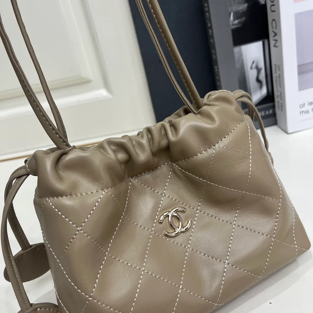 Chanel Quilted Clutch in Beige · view 6