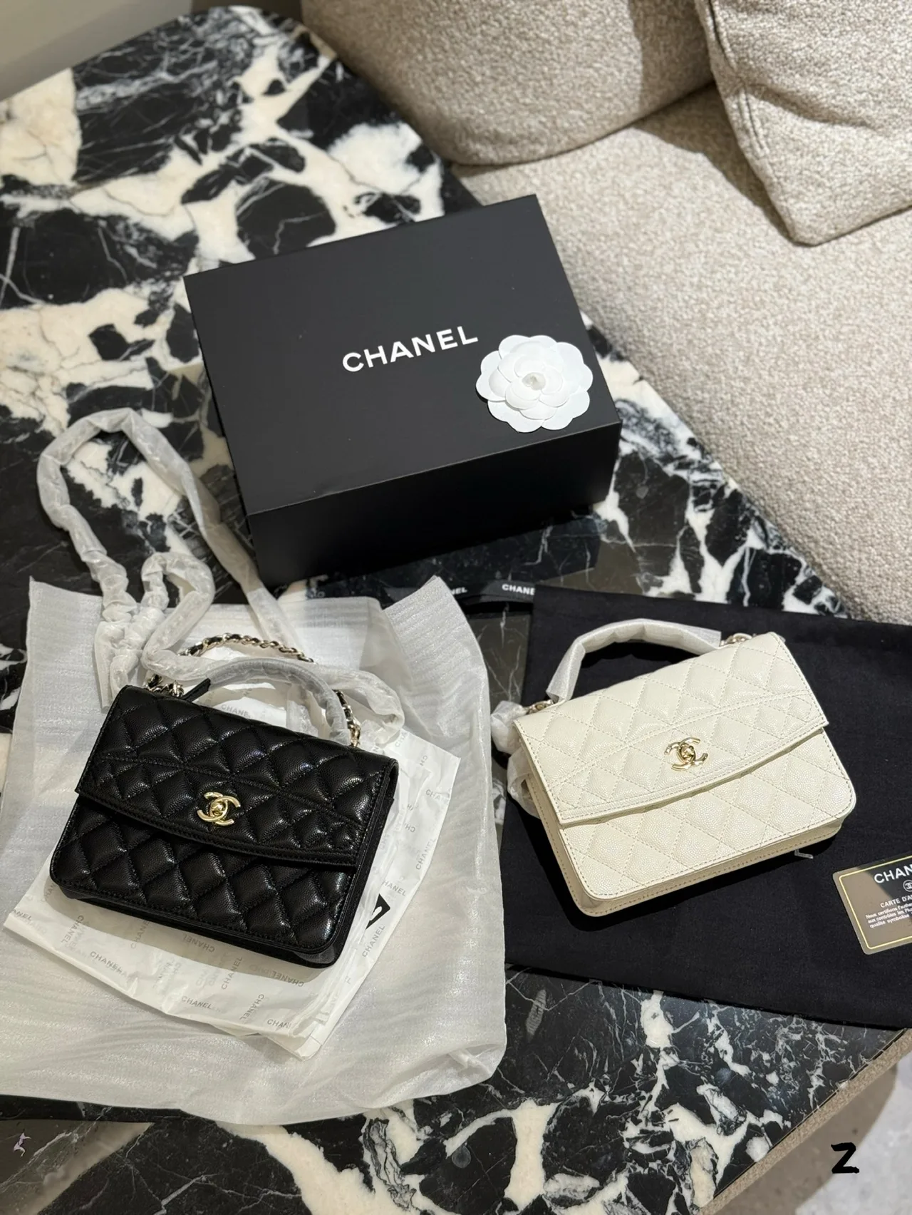 Chanel Small Flap Shoulder Bag in Black & White · view 9