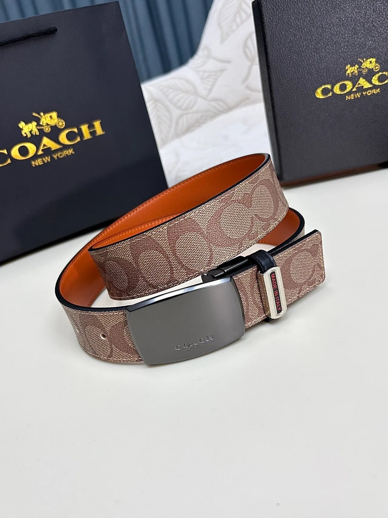 Coach Automatic Belt in Brown / Black · view 7