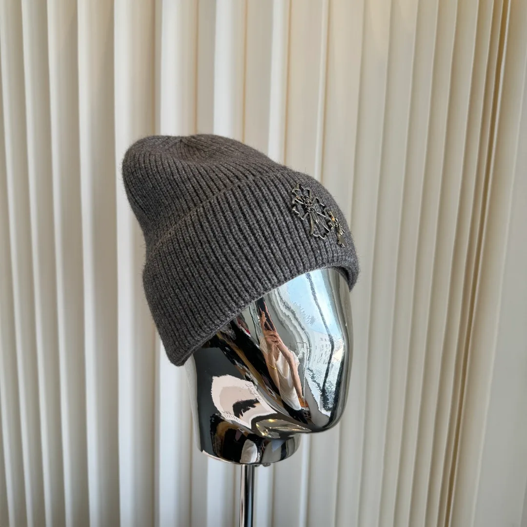 Chrome Hearts Ribbed Beanie in Grey · view 2