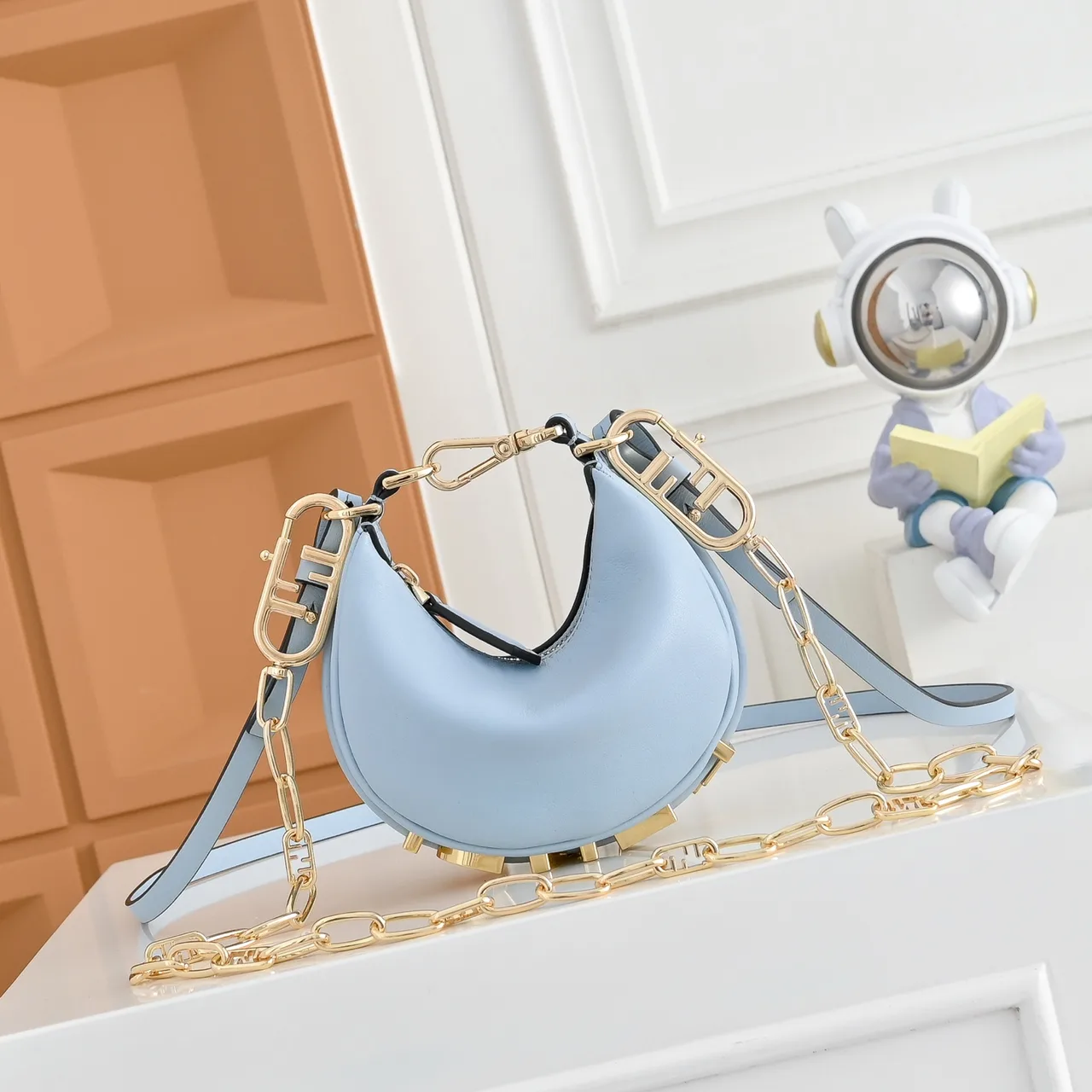 Fendi Crescent Shoulder Bag in Blue · view 1
