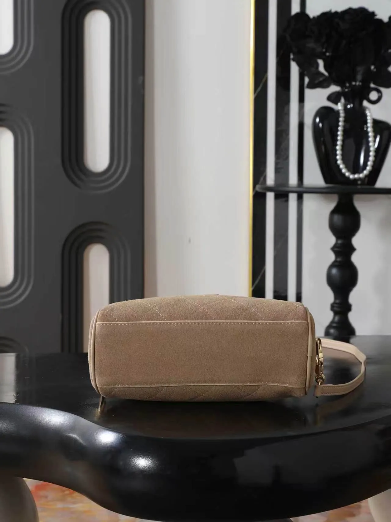 Chanel Quilted Top-Handle Bag in Beige · view 4