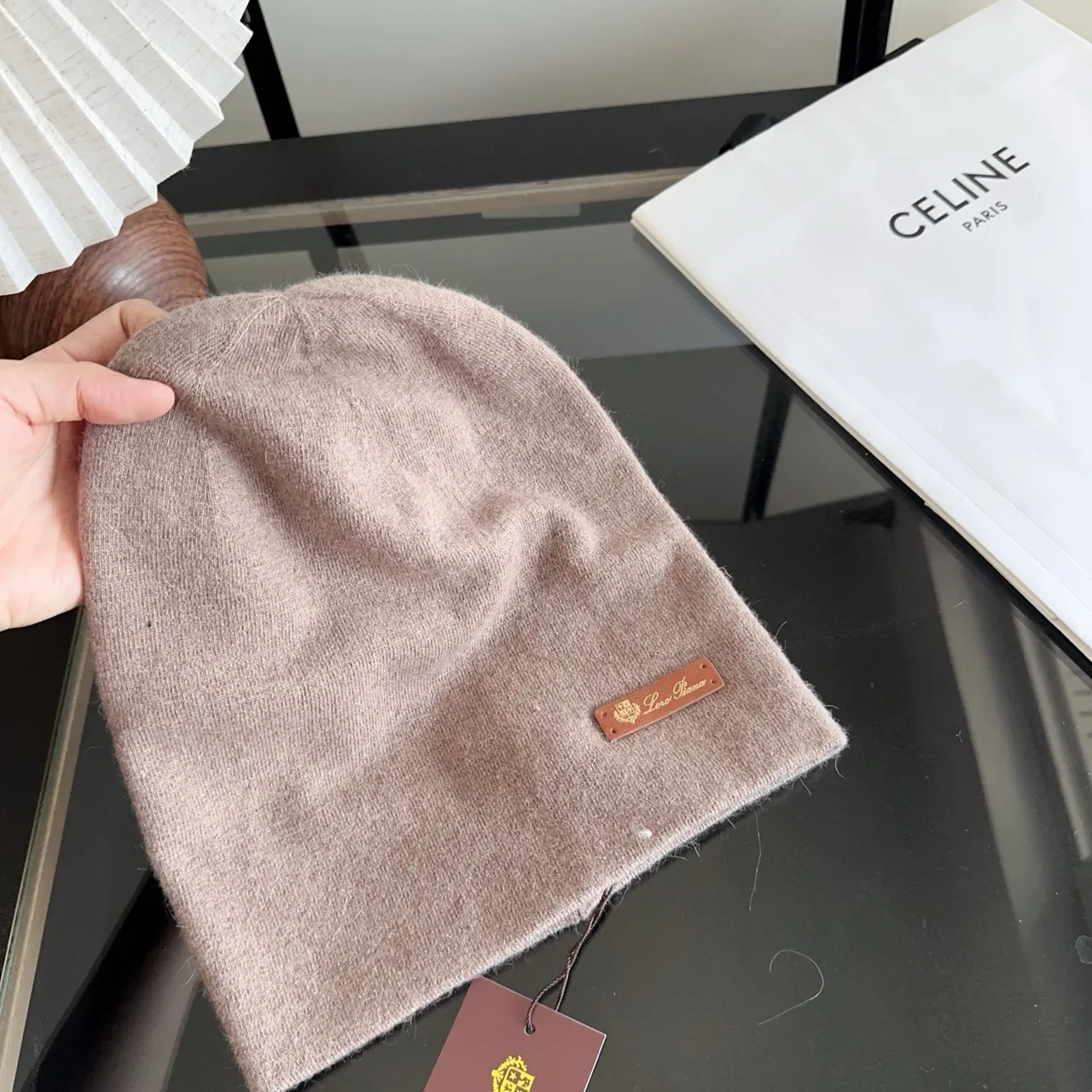 Celine Smooth Beanie in Brown · view 6