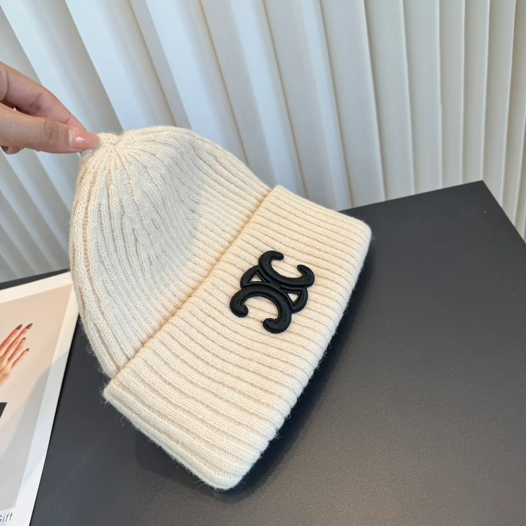 Celine Ribbed Beanie in White · view 8