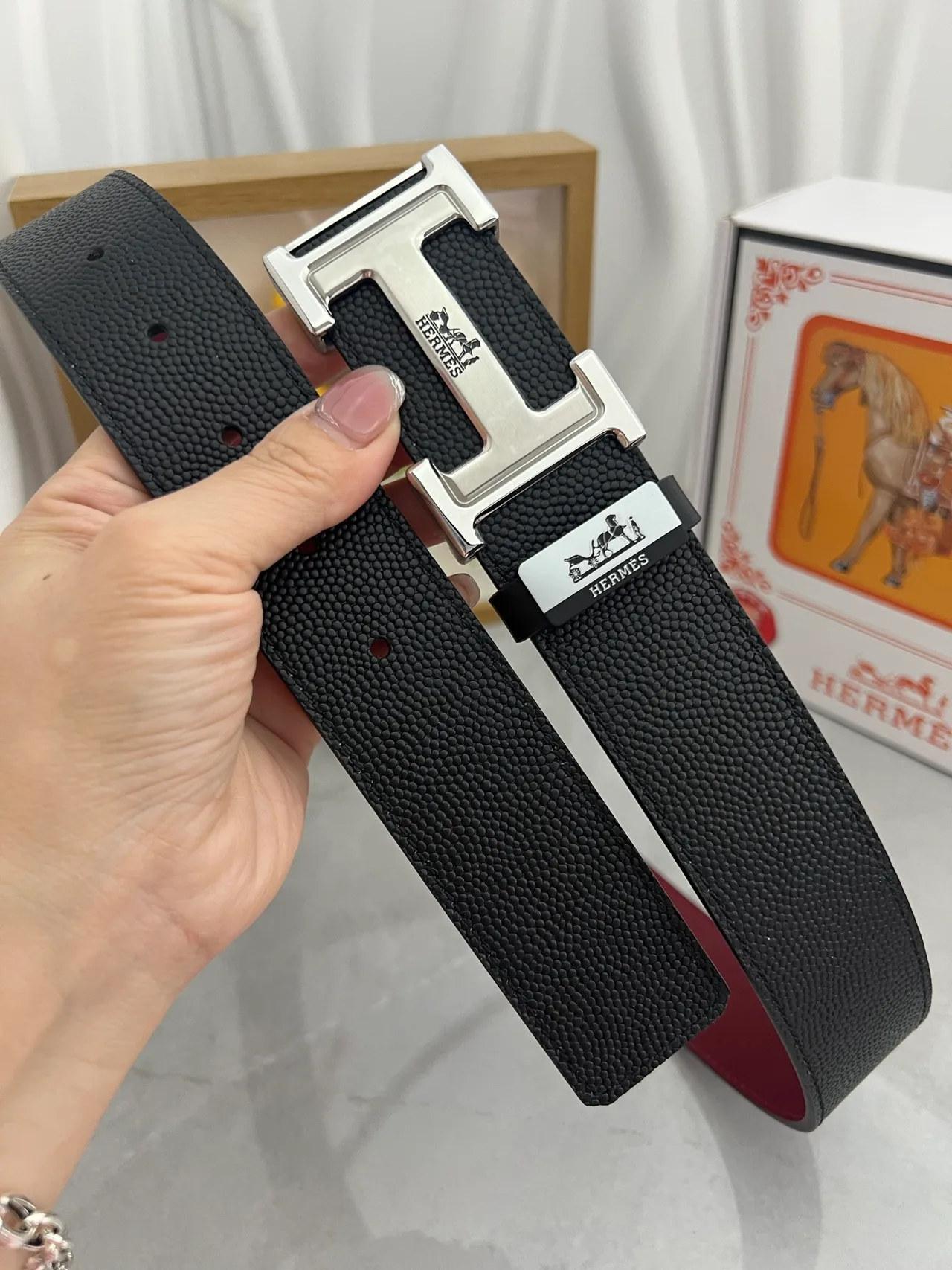 Hermes Reversible Belt in Black · view 4