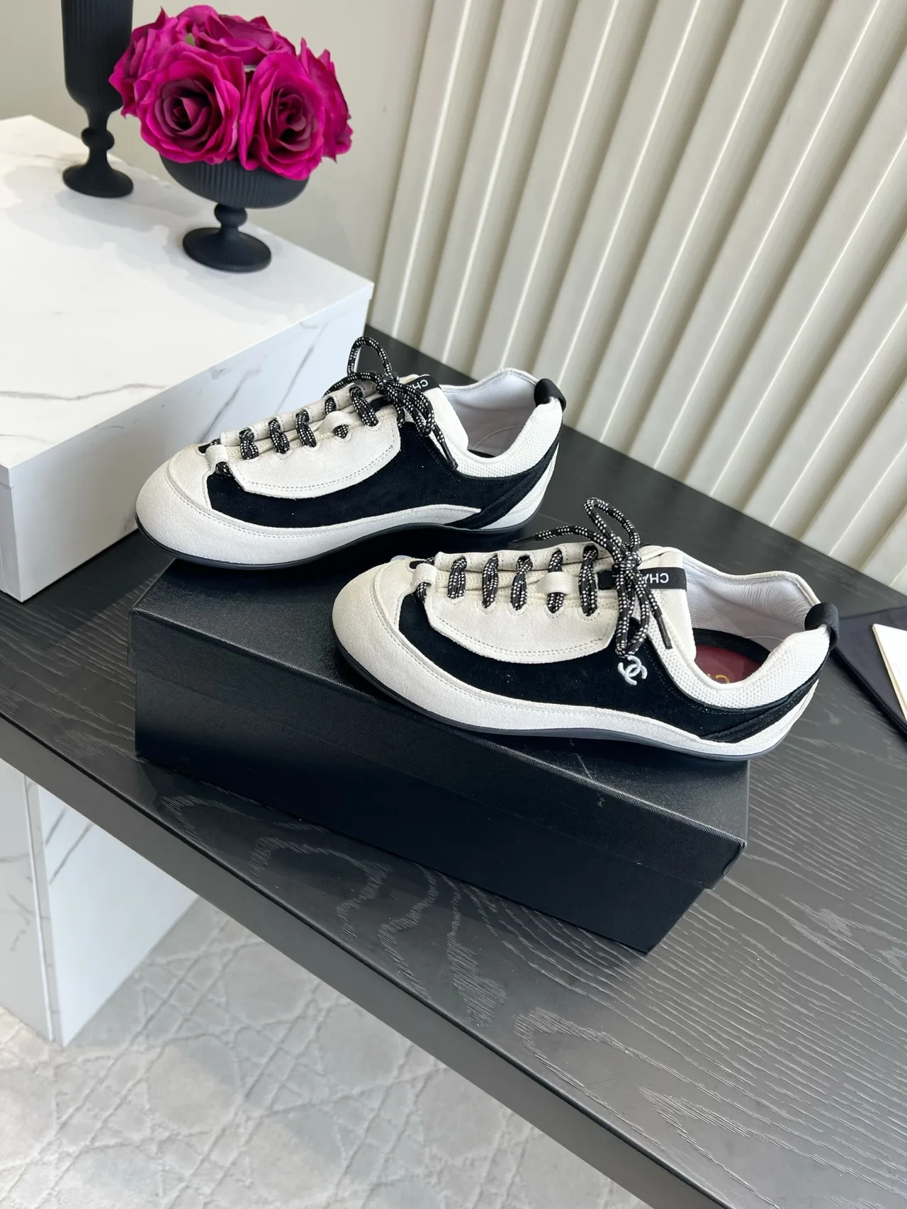 Chanel Cowhide Sneakers in White · view 2