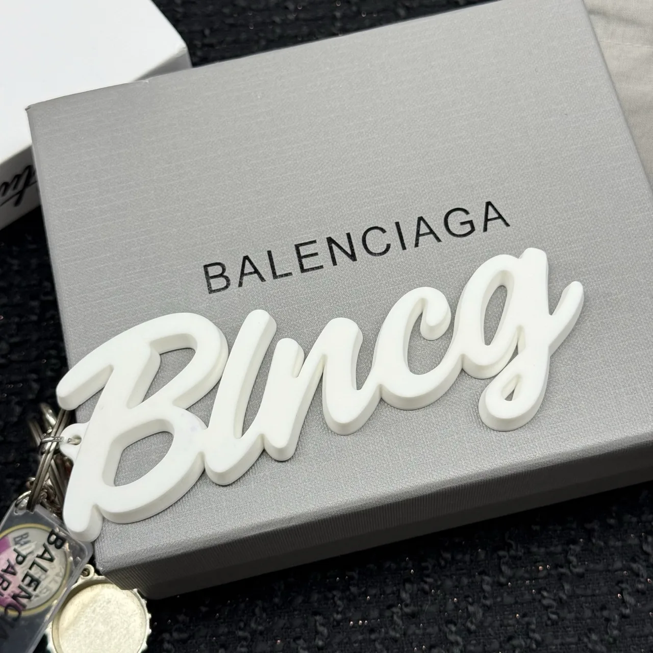 Balenciaga Script Charm Chain in Silver · view 3
