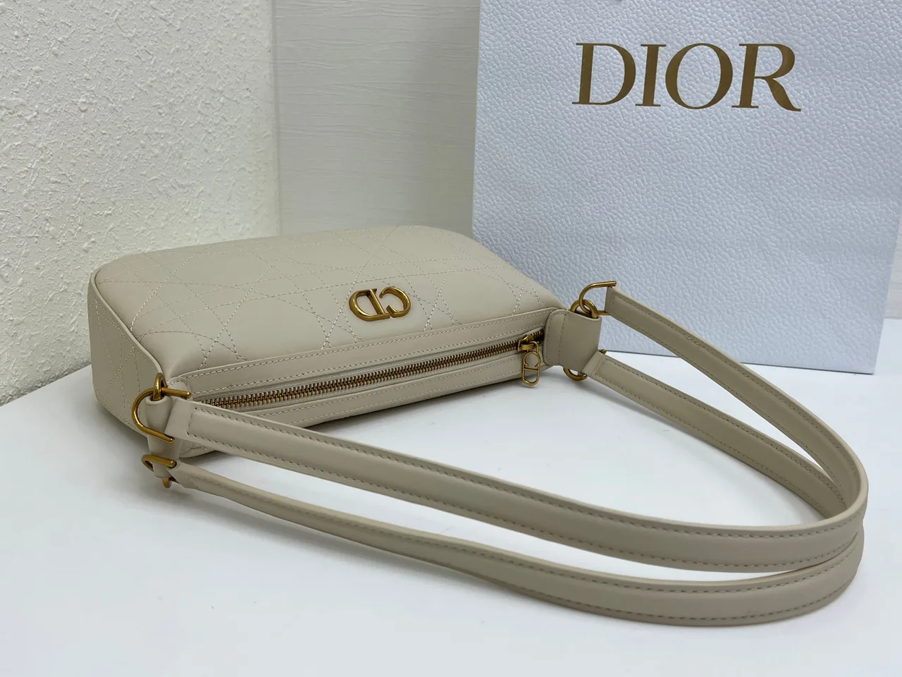 Dior Quilted Hobo Bag in Beige · view 5