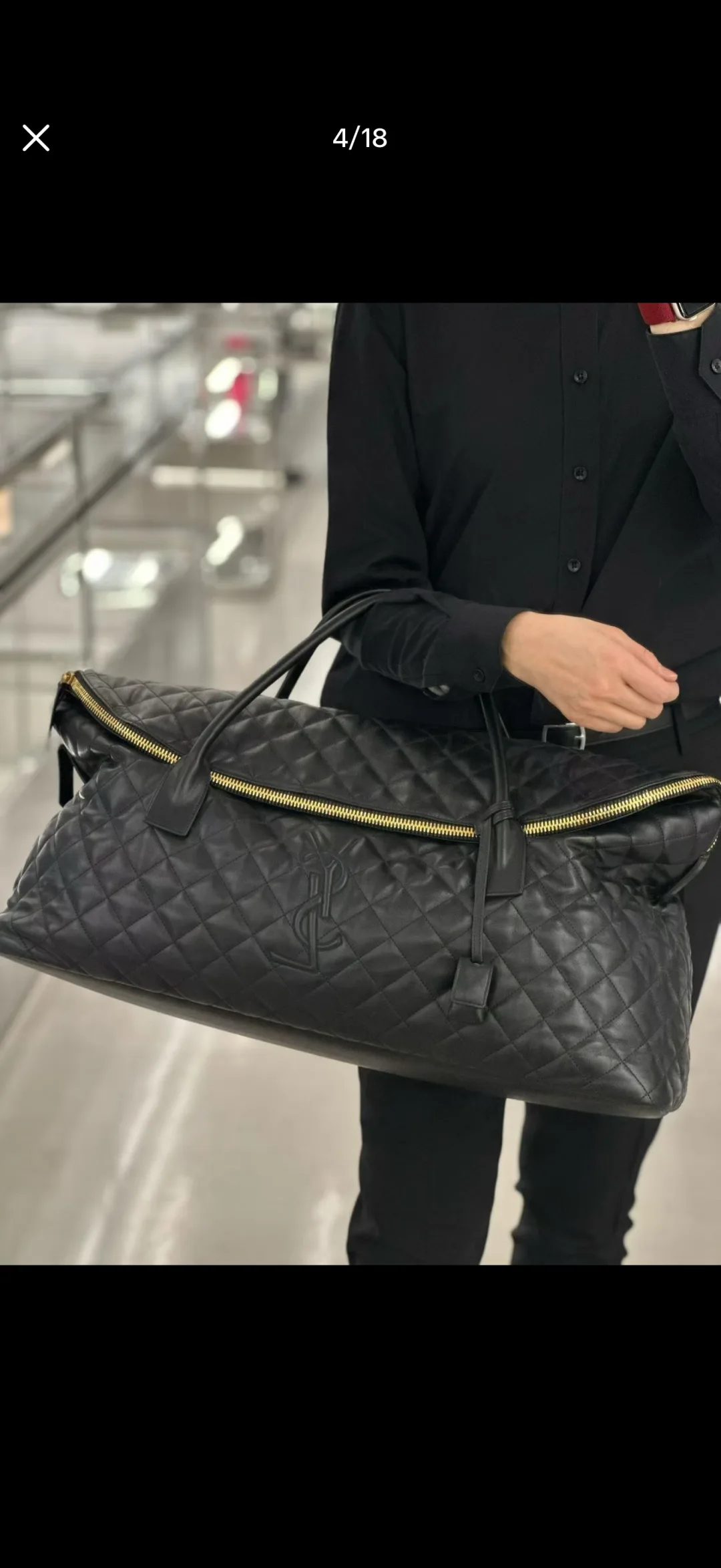 Saint Laurent Leather ES Giant Travel Bag in Black · view 4