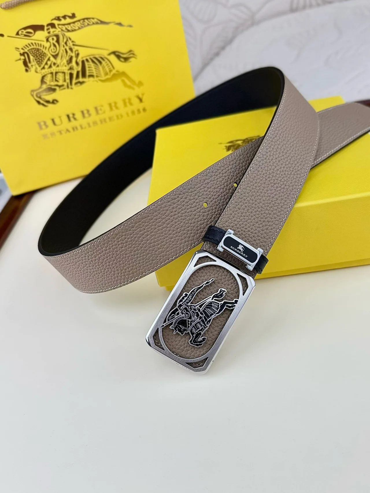 Burberry Reversible Belt in Grey · view 4
