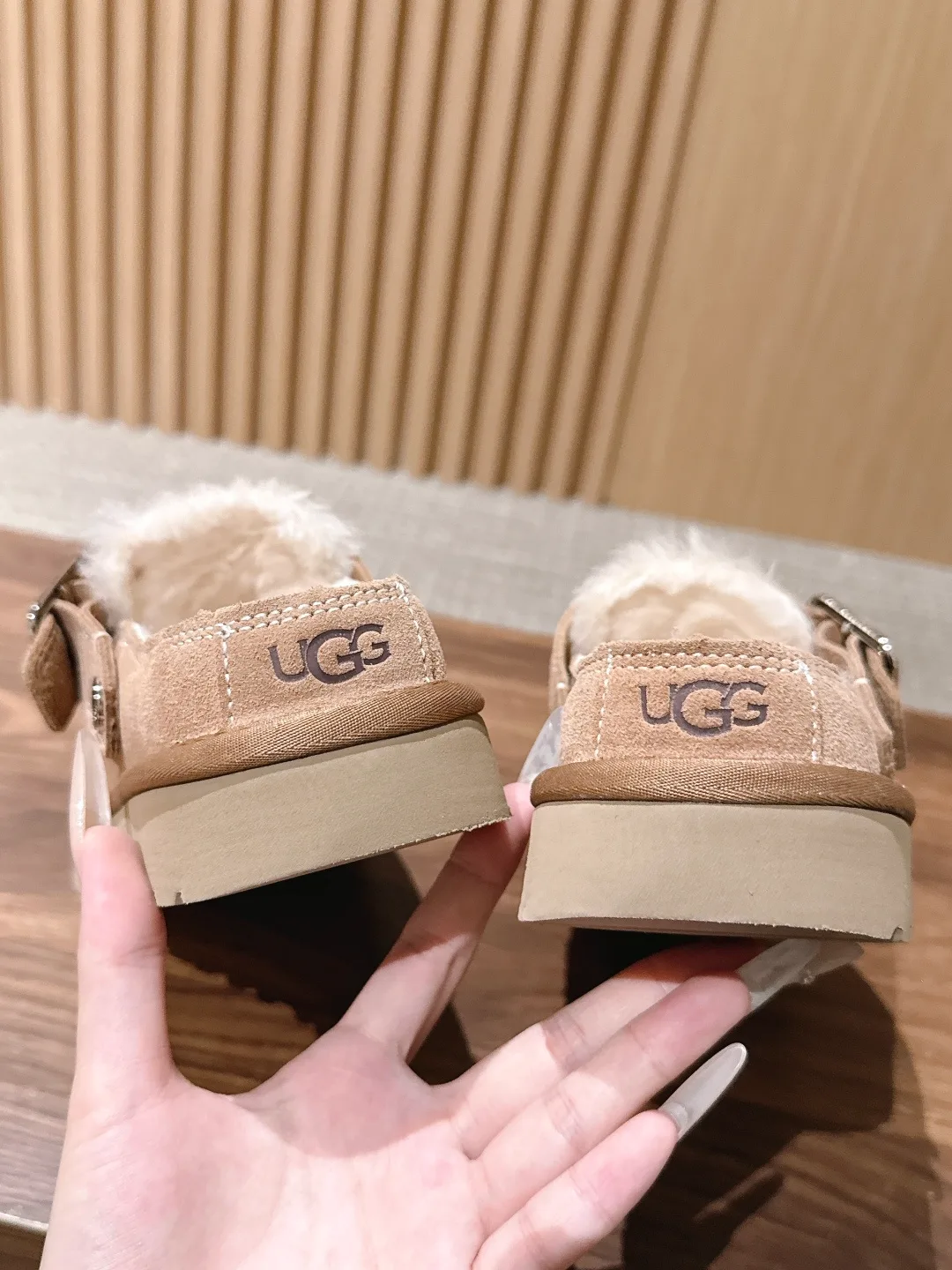 UGG Suede-Look Buckle Mules in Beige · view 8