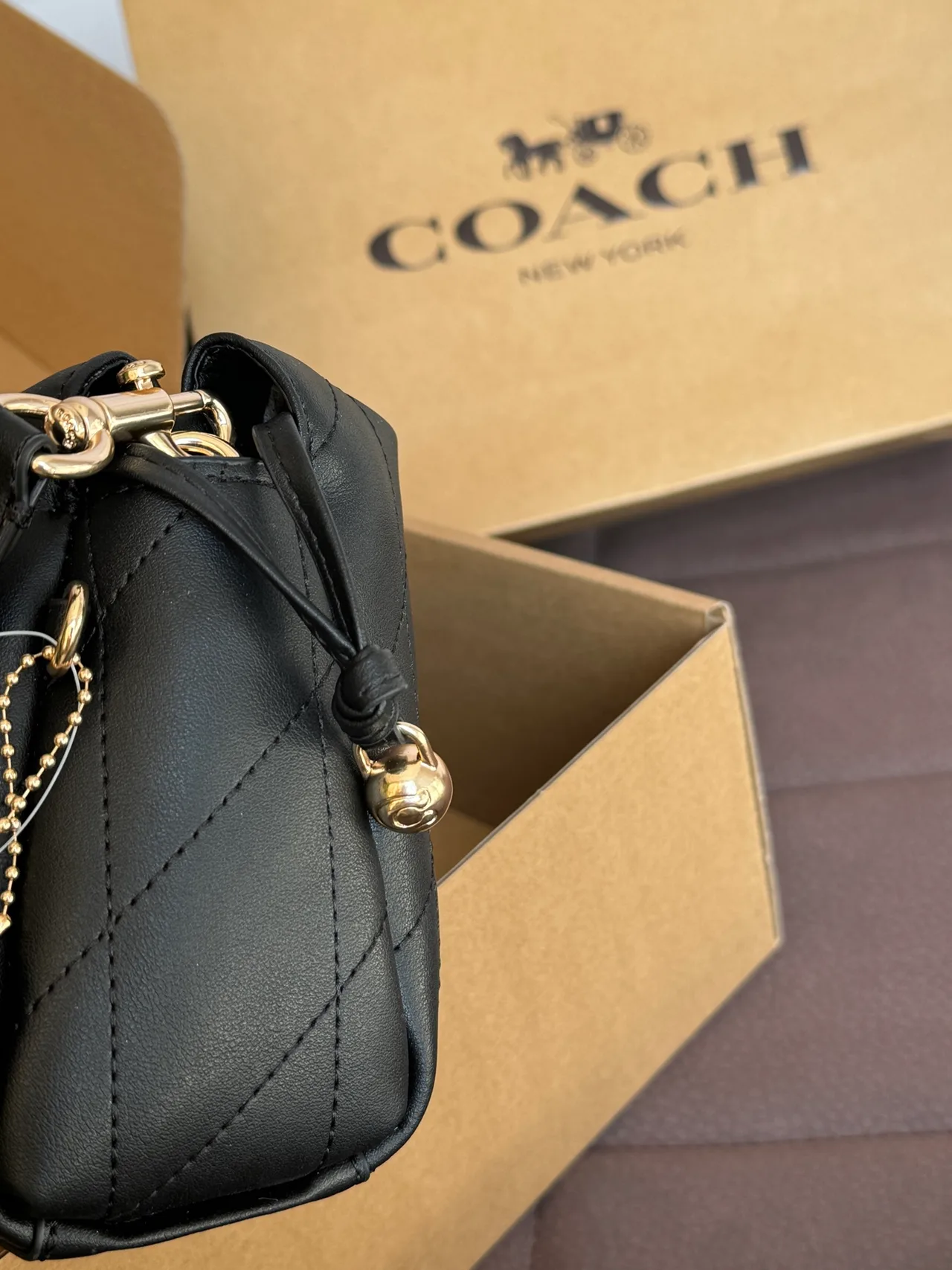 Coach Quilted Shoulder Bag in Black · view 7
