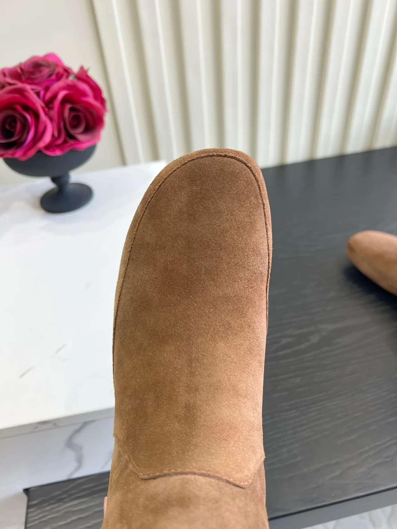 The Row Cowhide Suede-Look Round-Toe Boots in Brown · view 6