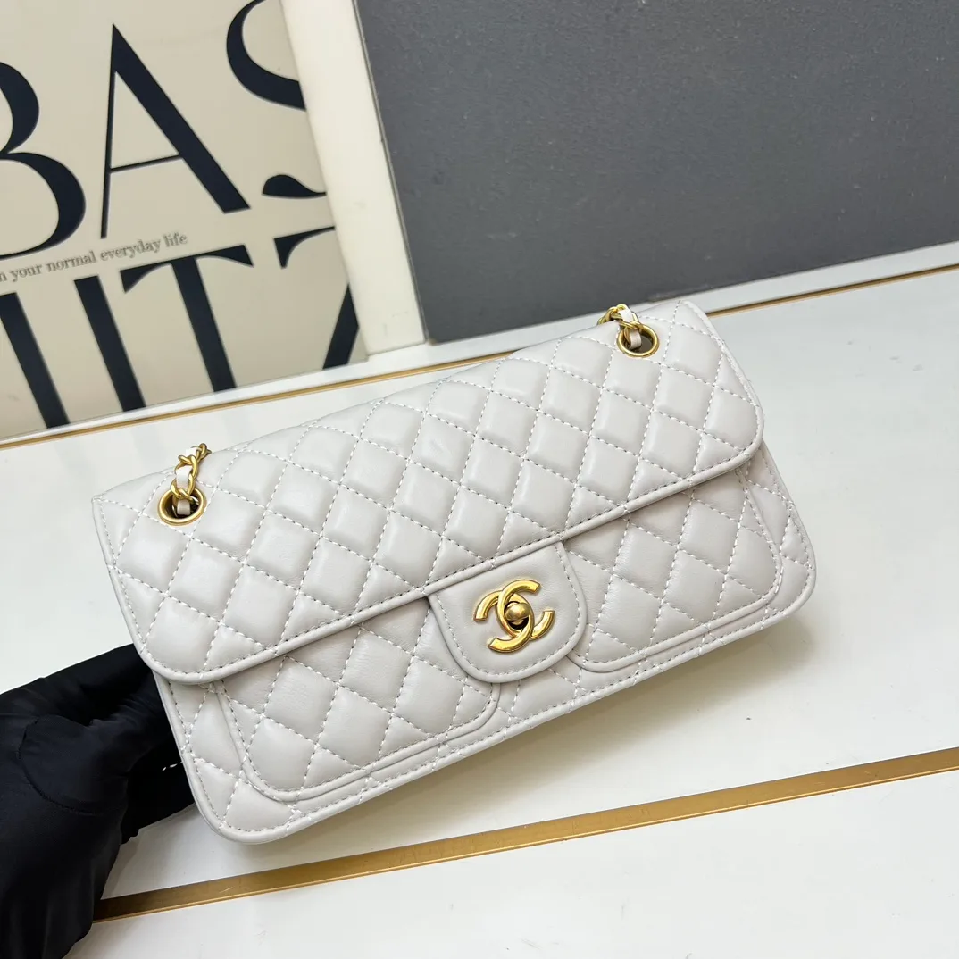 Chanel Quilted Clutch in White · view 3