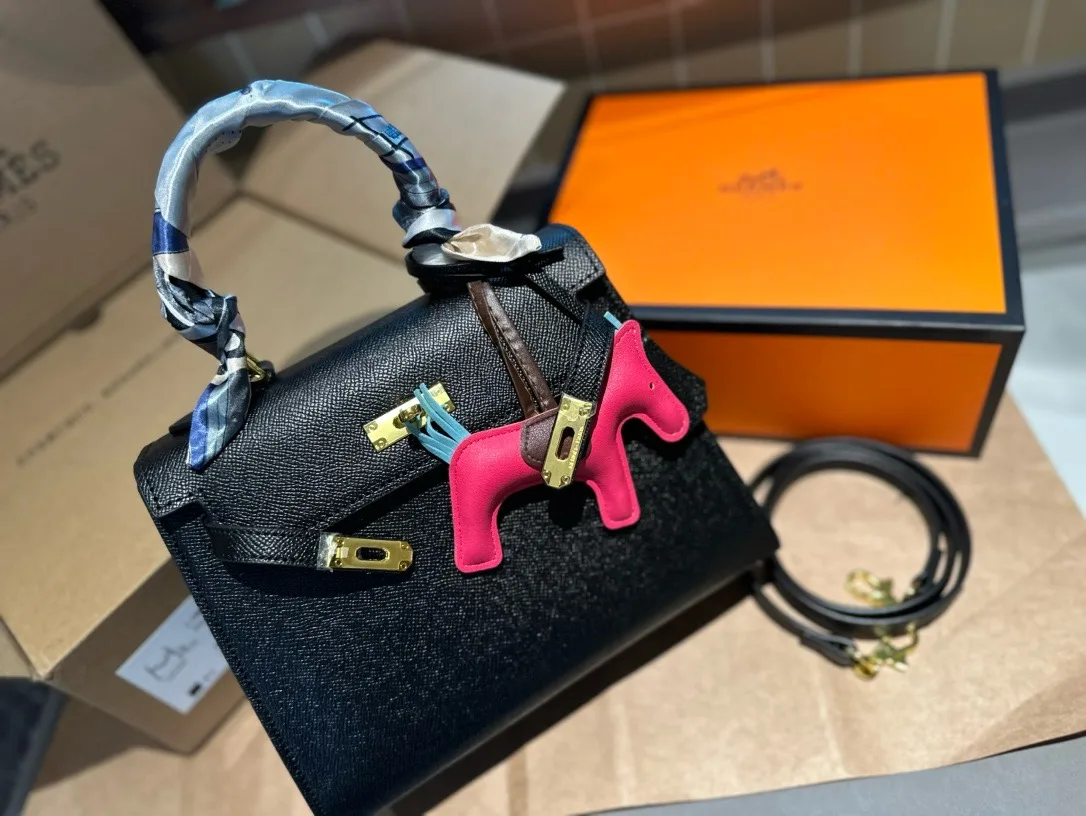 Hermes Kelly Bag in Blue / Grey / Pink / White / Tan / Black · view 6