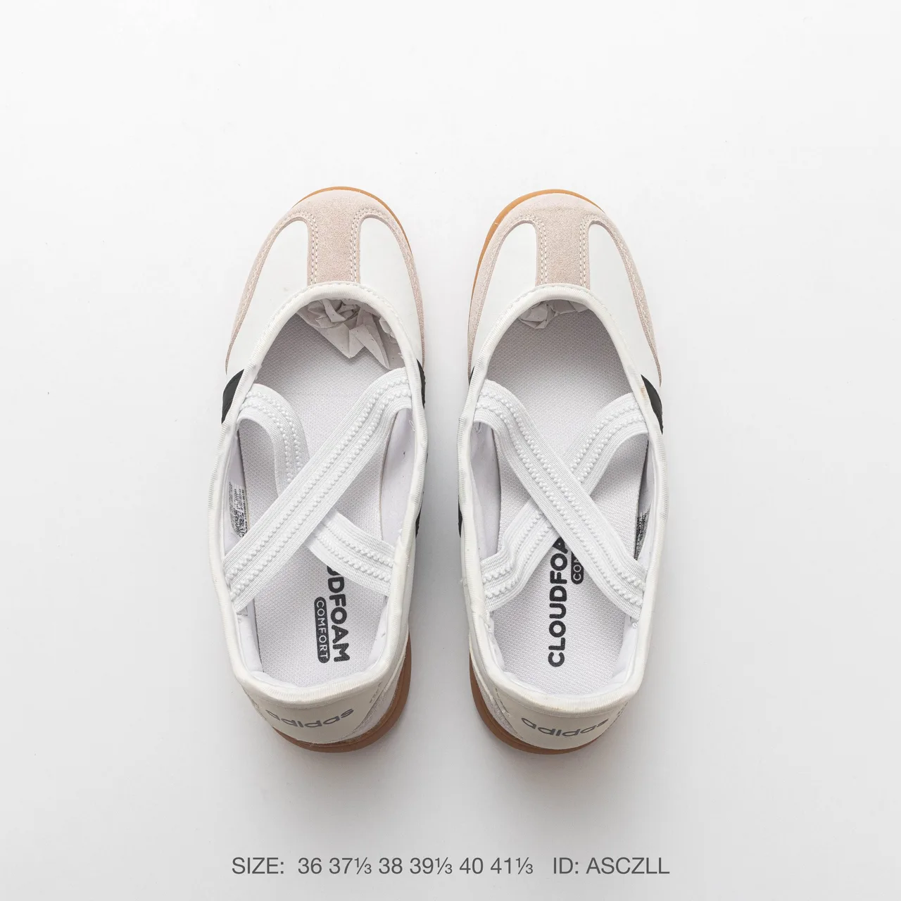 Adidas Striped Round-Toe Ballet Sneakers in White · view 2