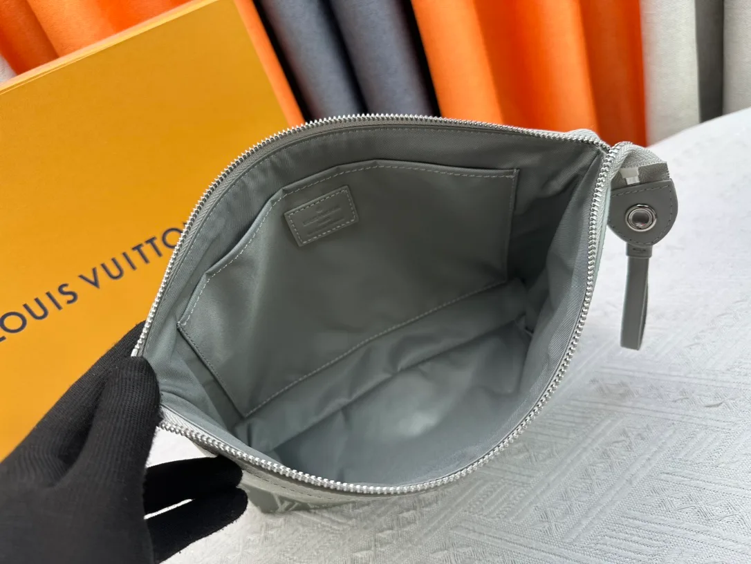 Louis Vuitton Leather Clutch in Grey · view 8
