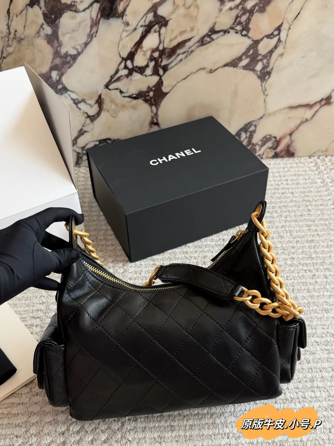 Chanel Calfskin Multi-Pocket Hobo Bag in Black · view 8