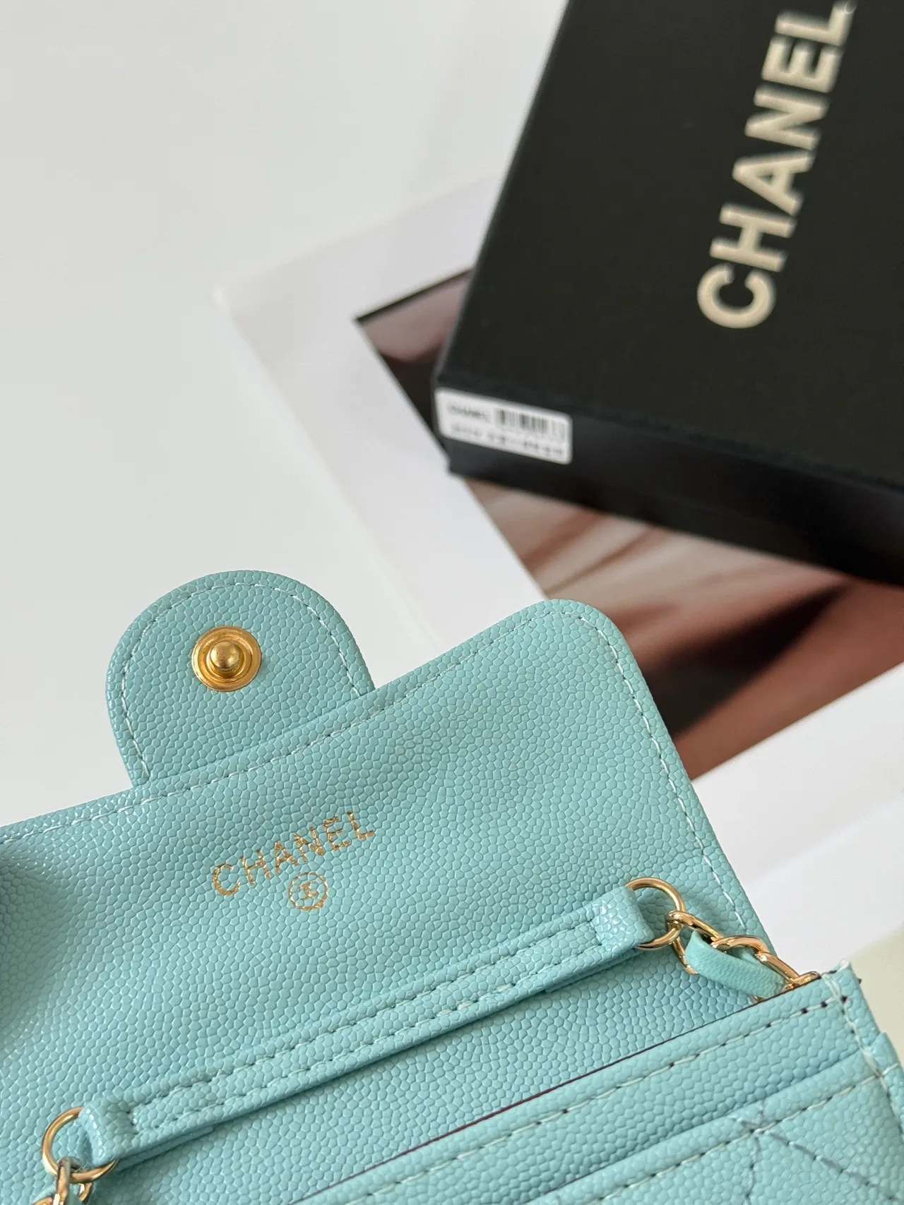 Chanel Quilted Wallet in Blue · view 5