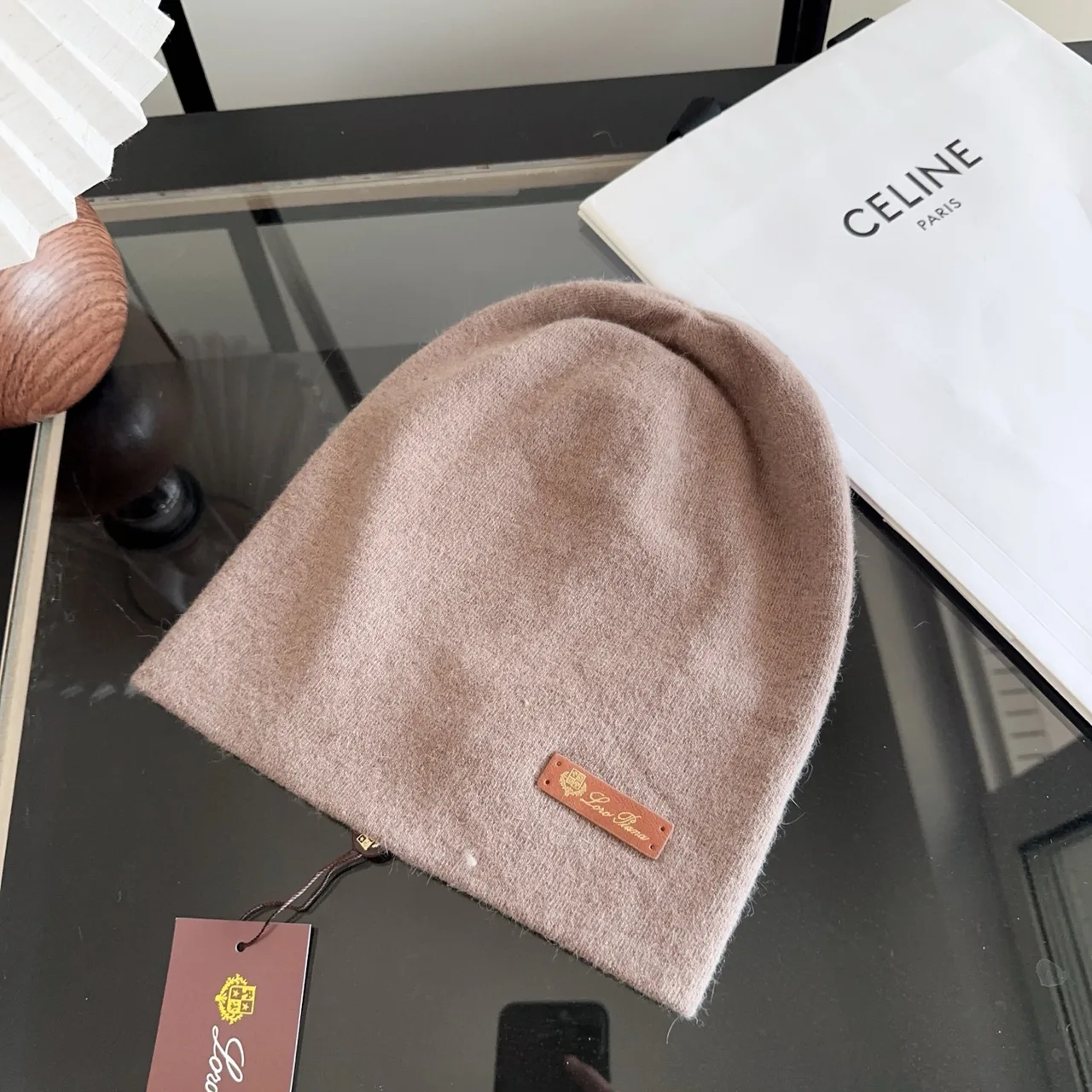 Celine Smooth Beanie in Brown · view 4