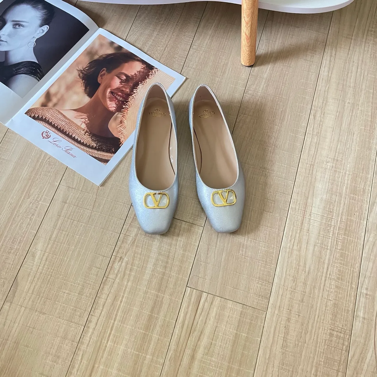 Valentino V-Logo Flats in Black & White & Gold & Silver · view 4