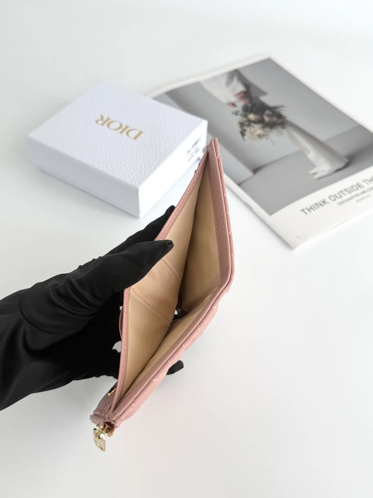 Dior Lambskin Quilted Wallet in Pink · view 6