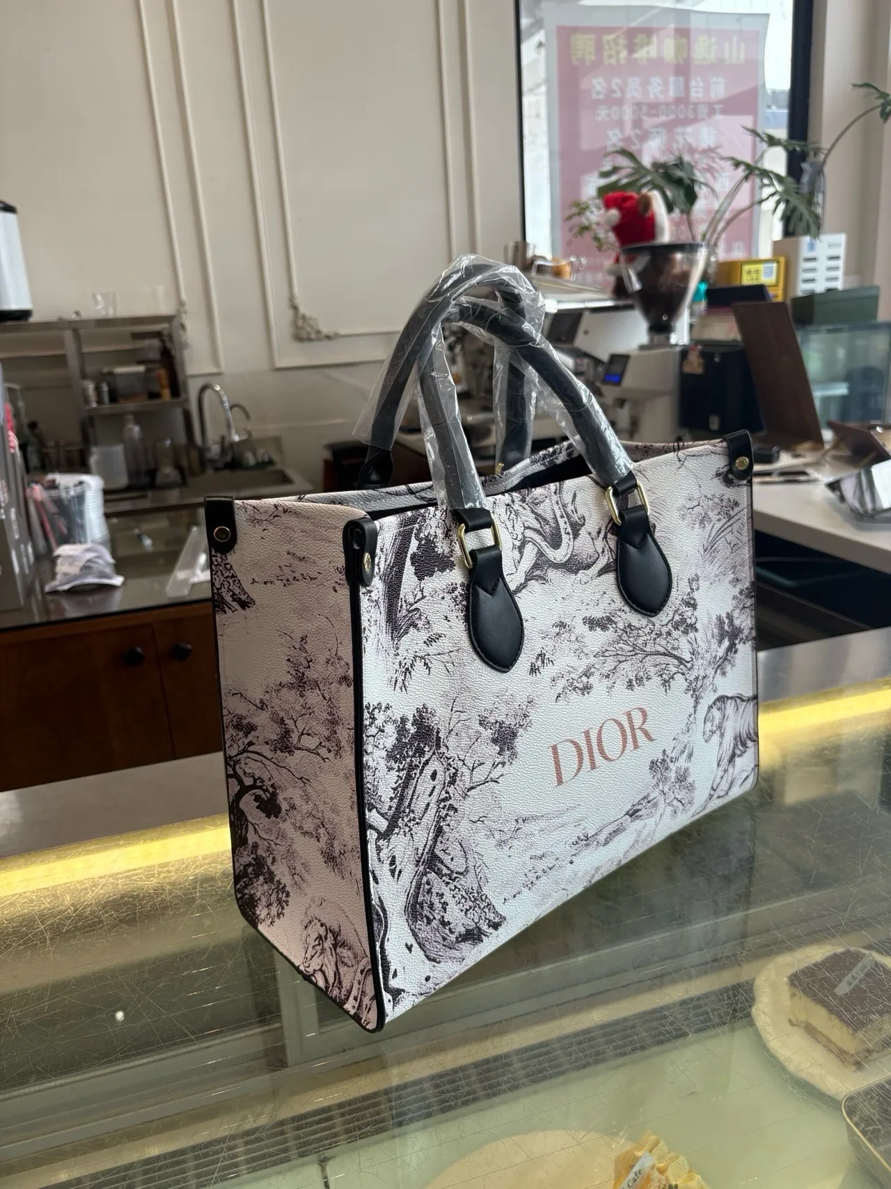 Dior Scenic-Print Structured Tote in White · view 6