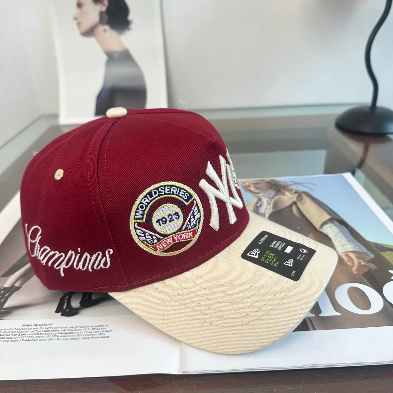 New Era Embroidered Baseball Cap in Burgundy · view 2