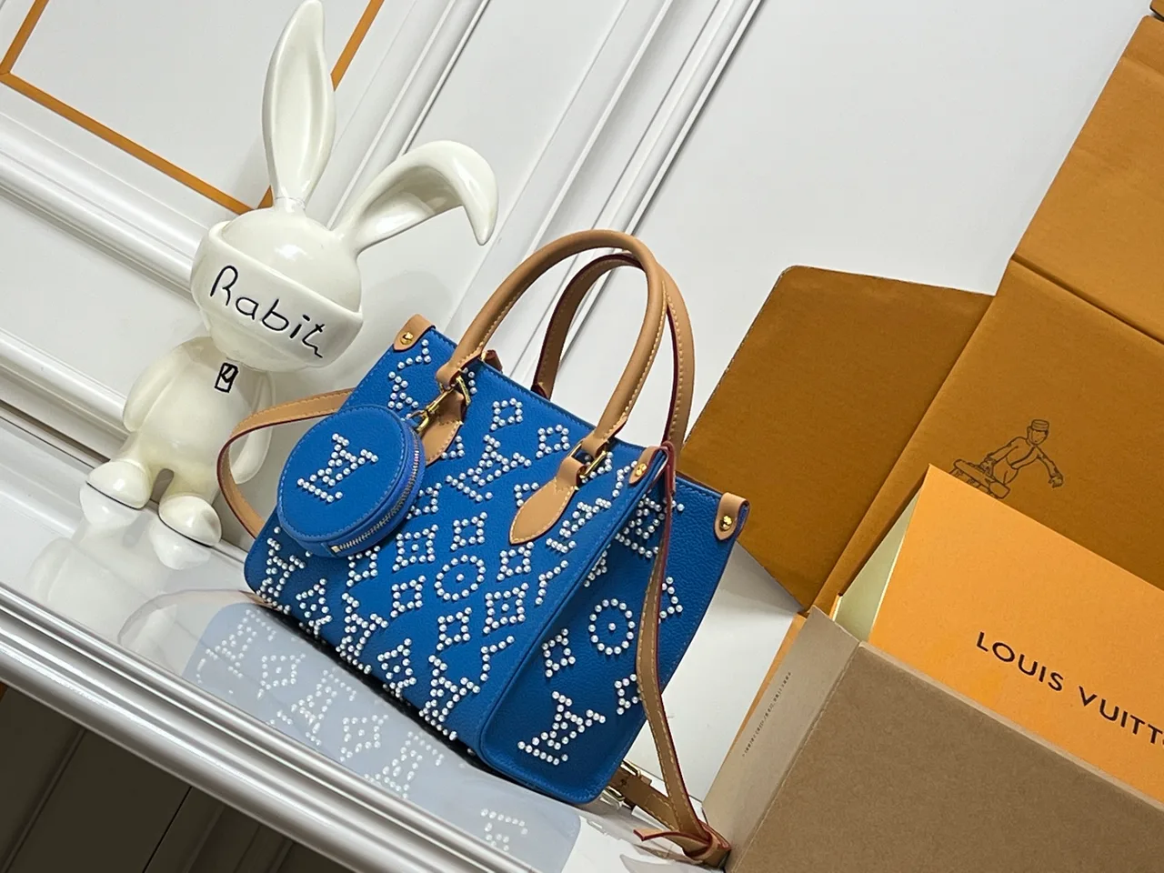 Louis Vuitton Cowhide OnTheGo Tote in Blue · view 3